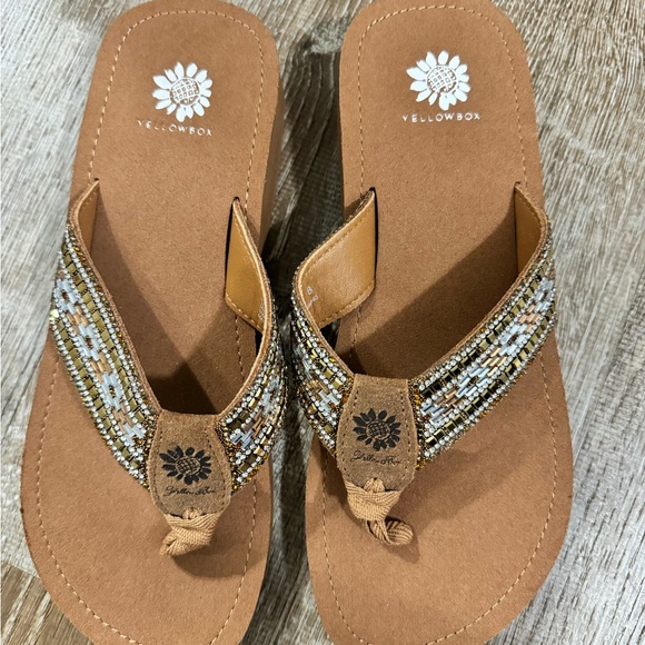 Yellow Box Jabiru flip flops NEW - Picture 5 of 7